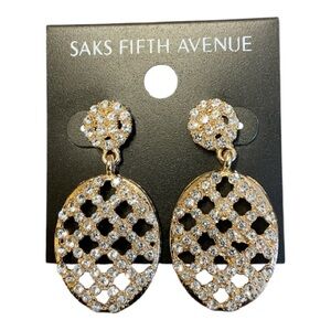 Saks Fifth Avenue Gold and Silver Crystal Earrings NWT